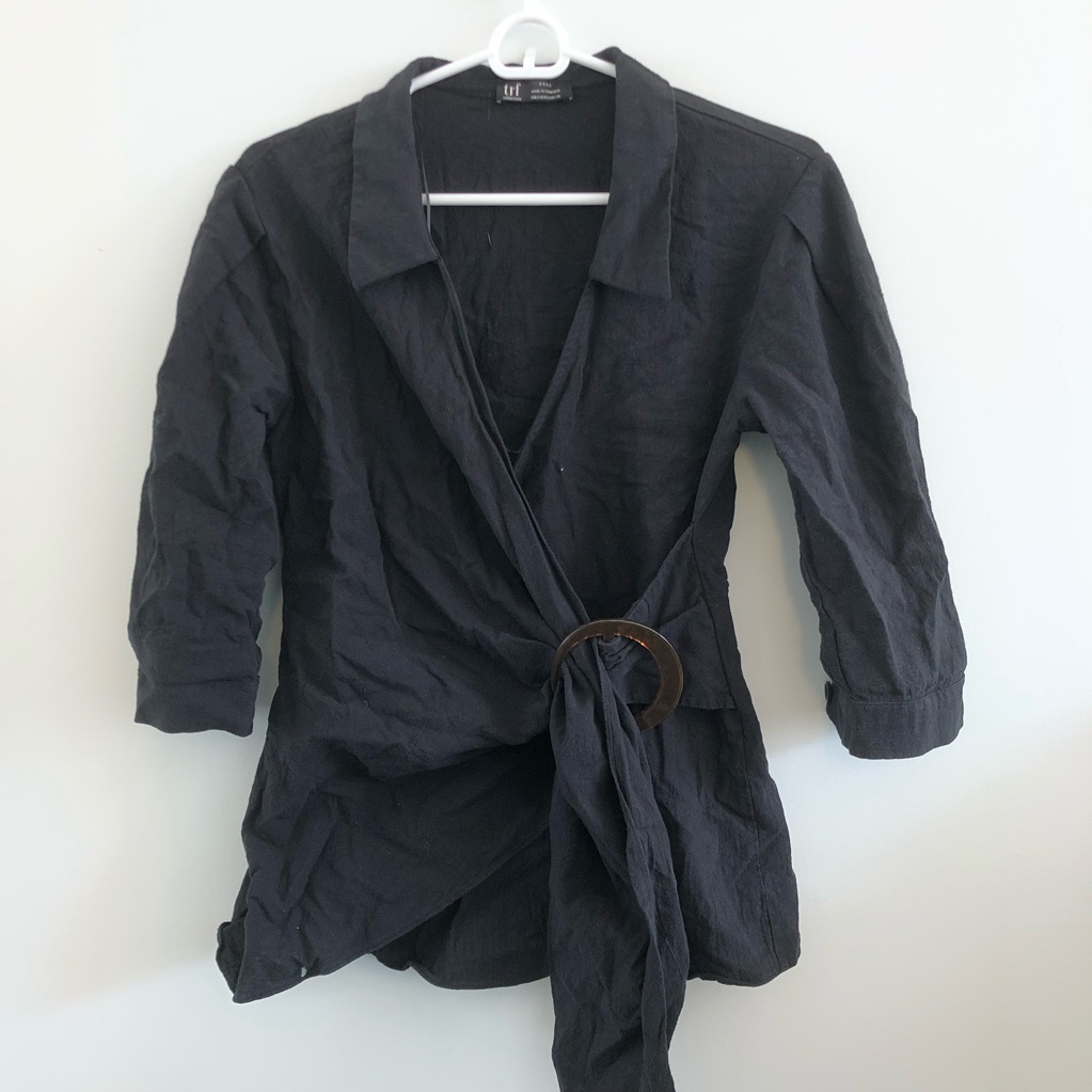 Zara Black Wrap Top